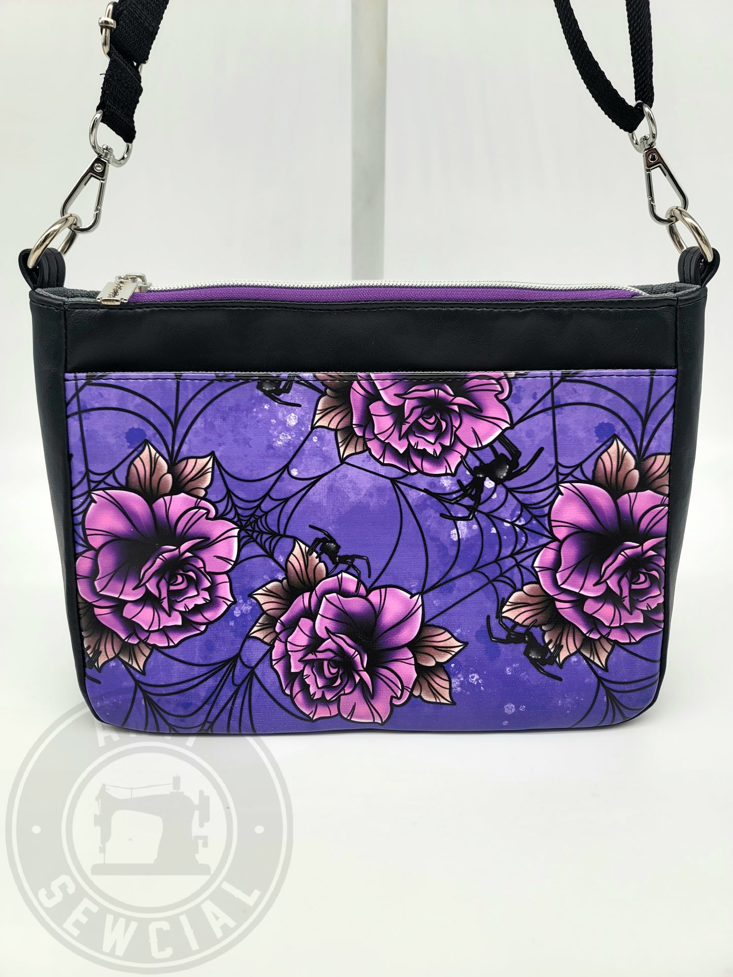 Purple Roses and Webs Crossbody