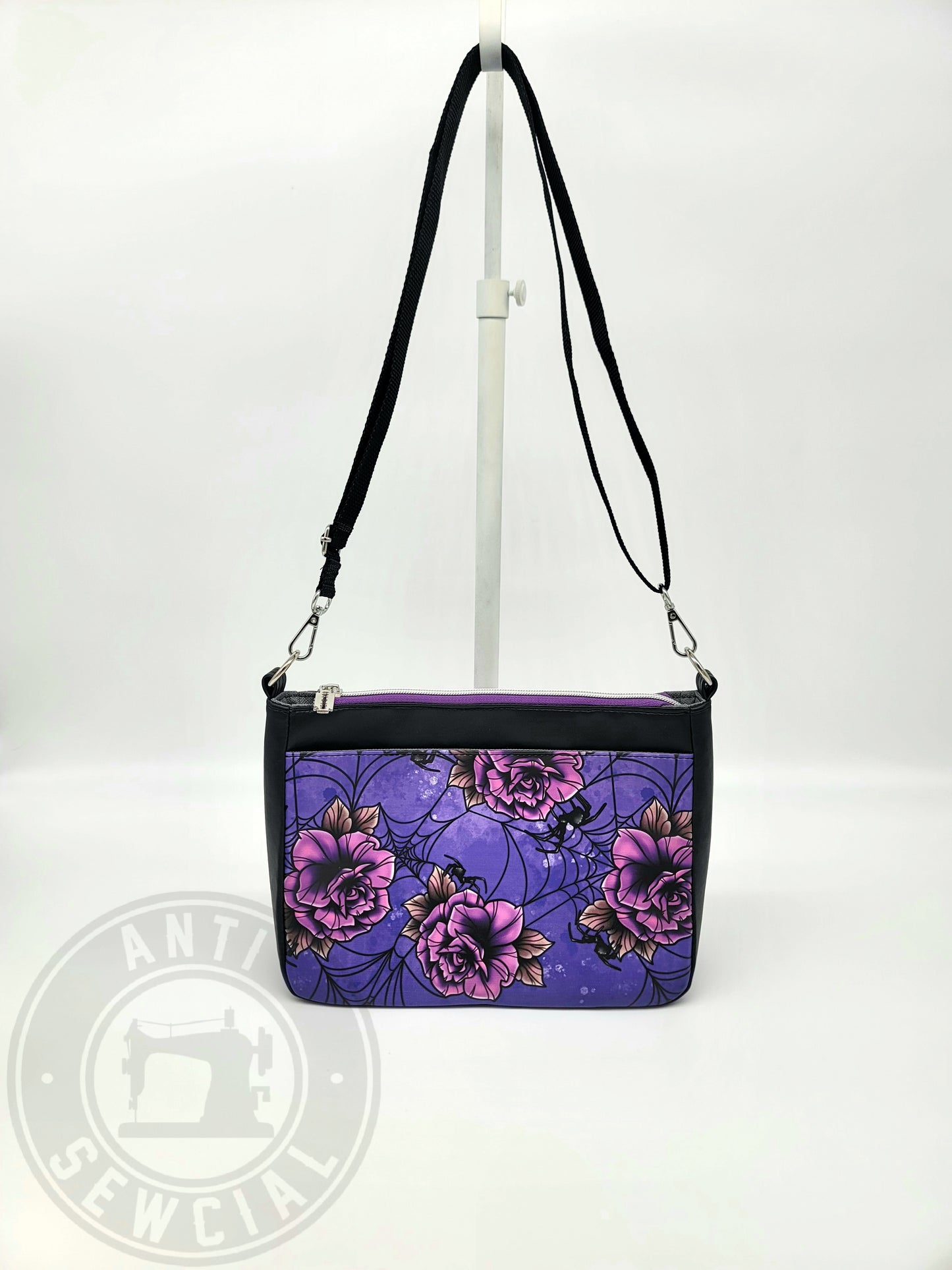 Purple Roses and Webs Crossbody