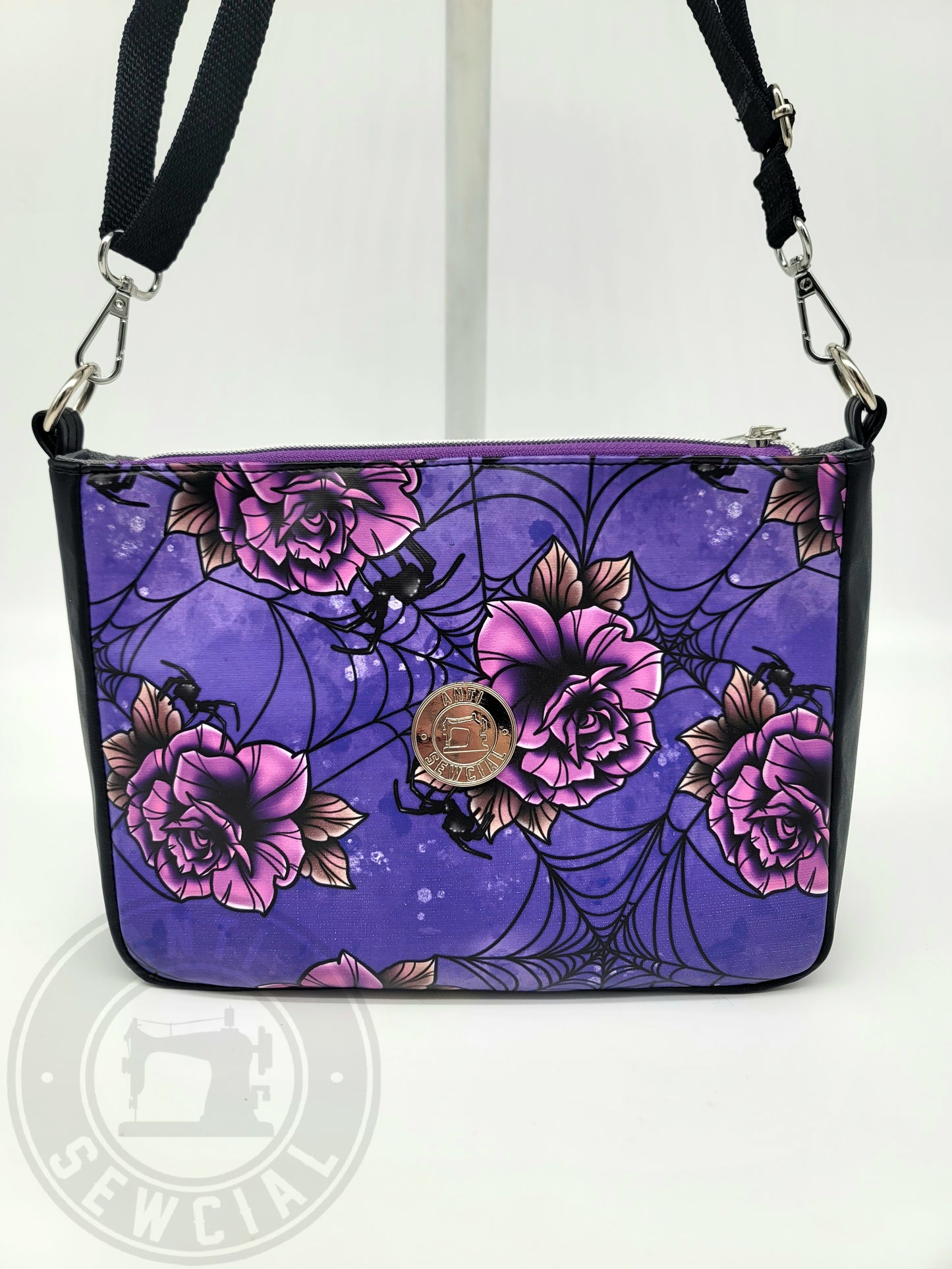 Purple Roses and Webs Crossbody