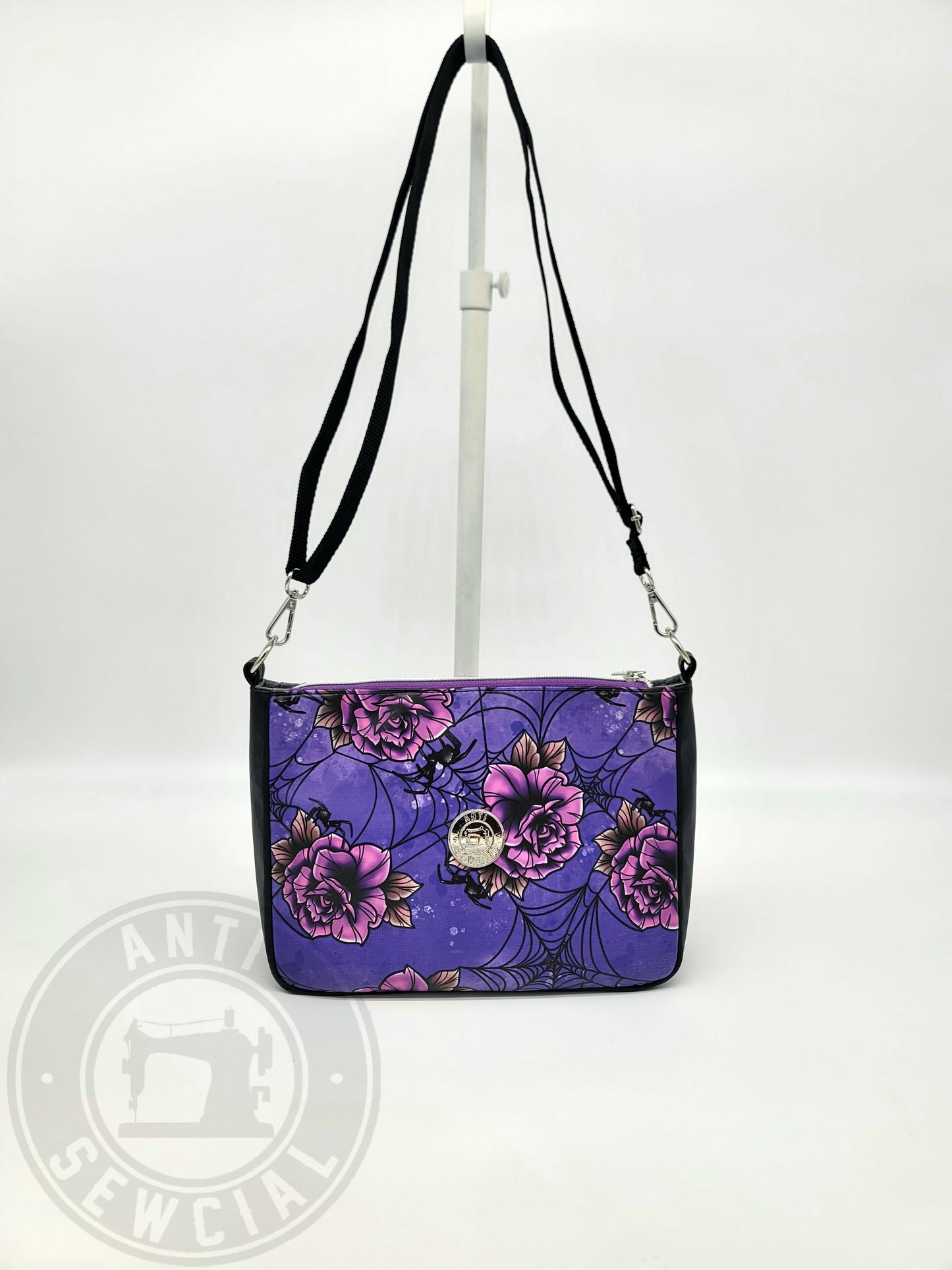 Purple Roses and Webs Crossbody