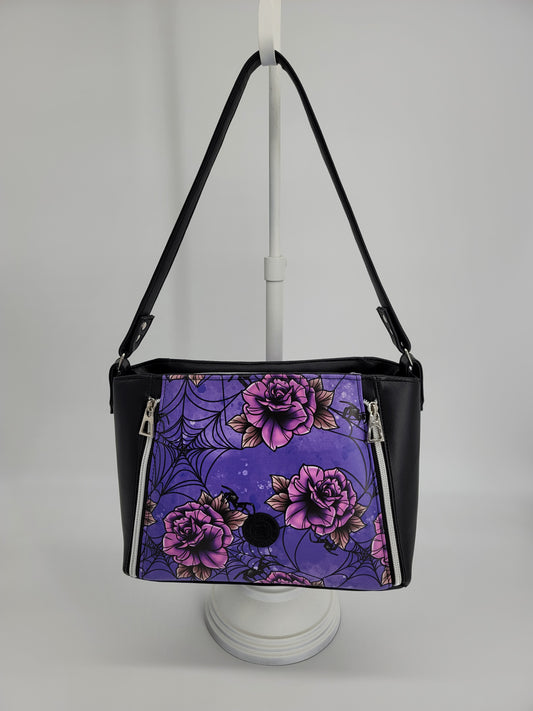 Spider Webs And Roses (purple) Shoulder Bag